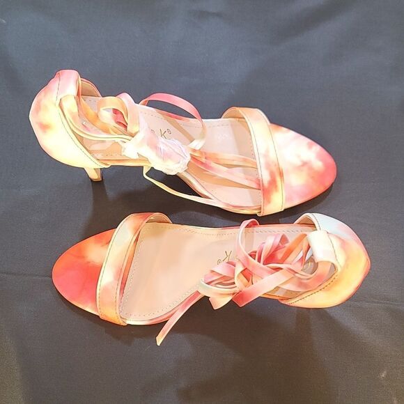Allegra K Women's Elegant Open Toe Tie Dye Lace Up Stiletto Heel Sandals - Picture 6 of 16